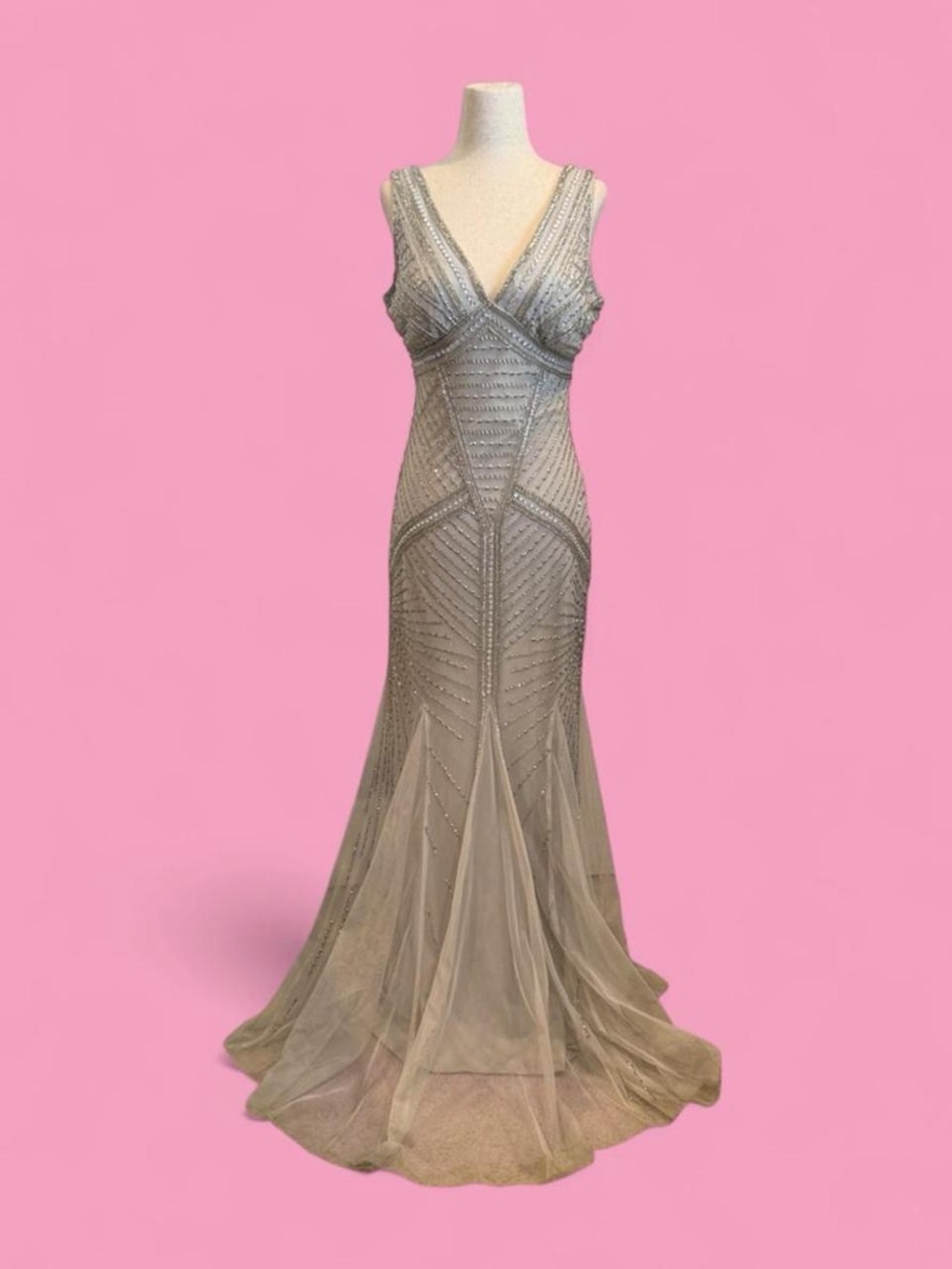 Y2K Grey Beaded Mermaid Dress